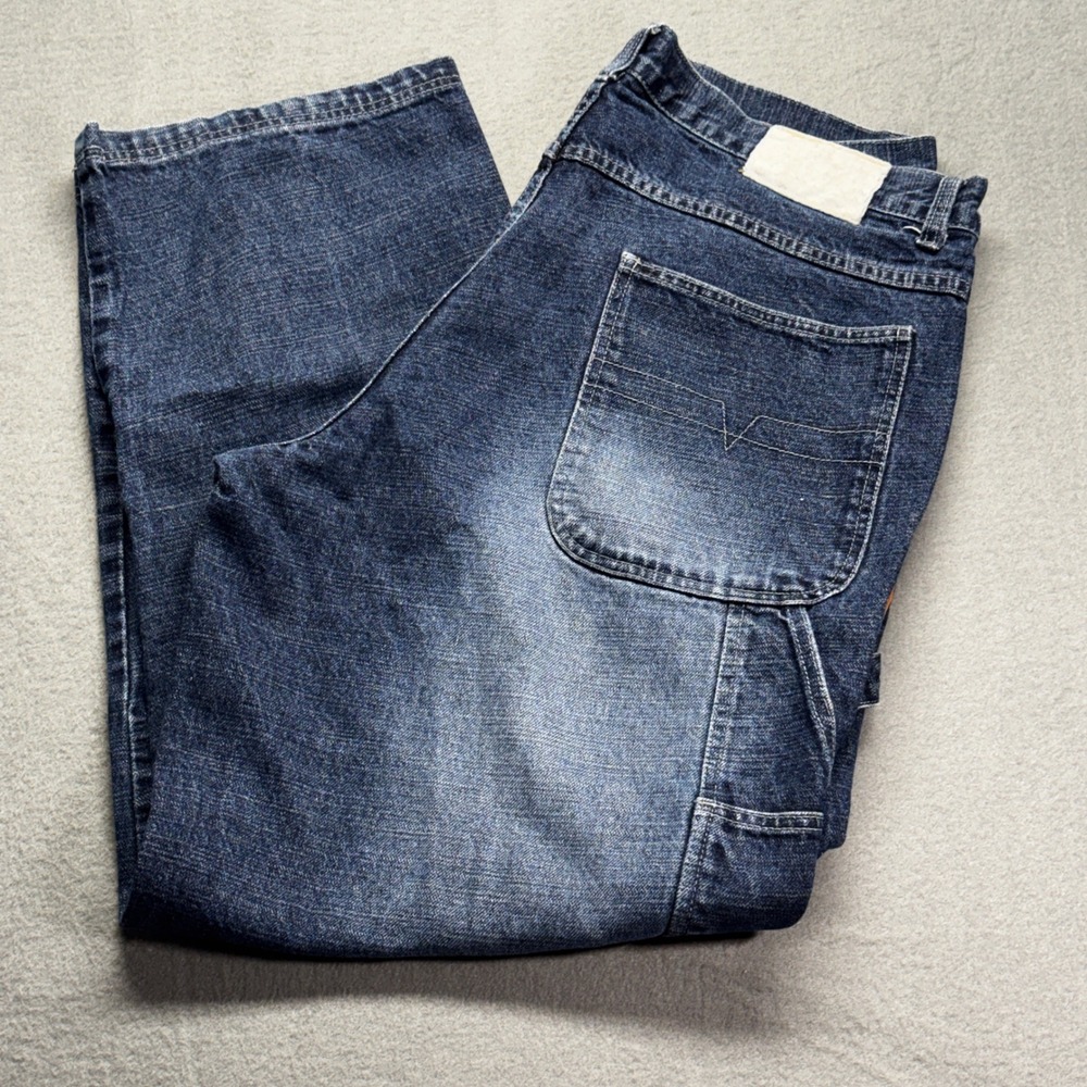 Vibes Jeans Mens 38x32 Baggy Carpenter Denim Pants Blue Loose Fit Streetwear